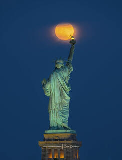 The Statue of Liberty and the Moon